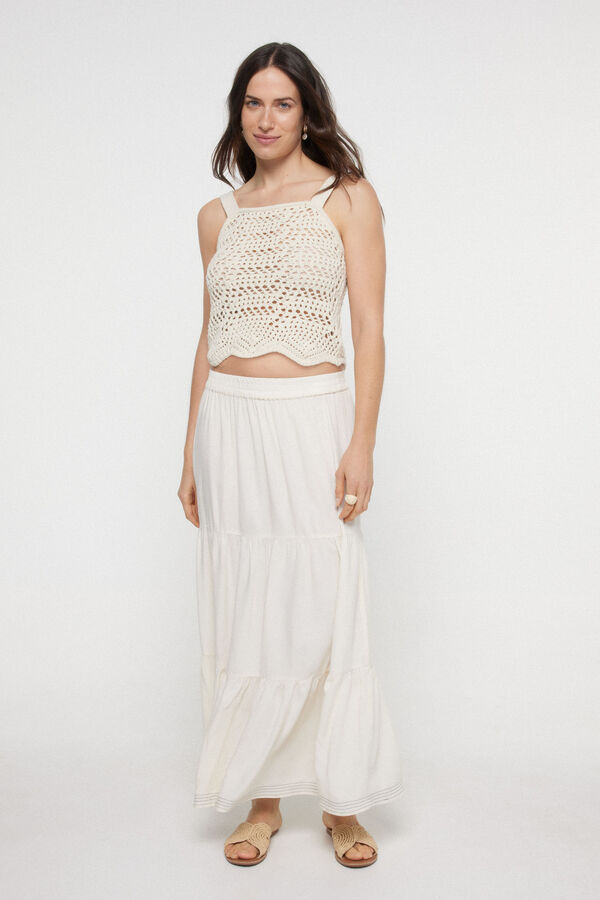 Pieces Top de tirantes com decote quadrado e tecido com estrutura em canalé. cinzento