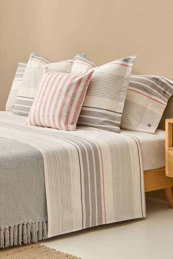 Textura S&aacute;bana algod&oacute;n rayas gris