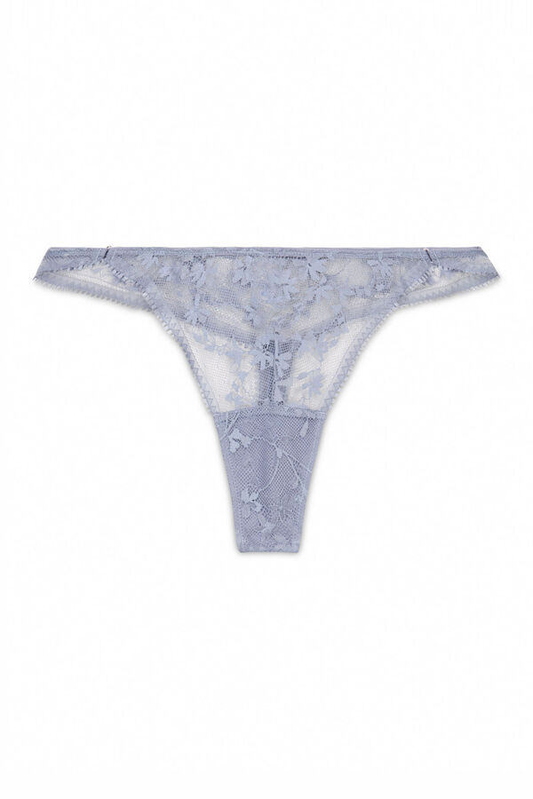 Women'secret Tanga encaje azul lurex azul