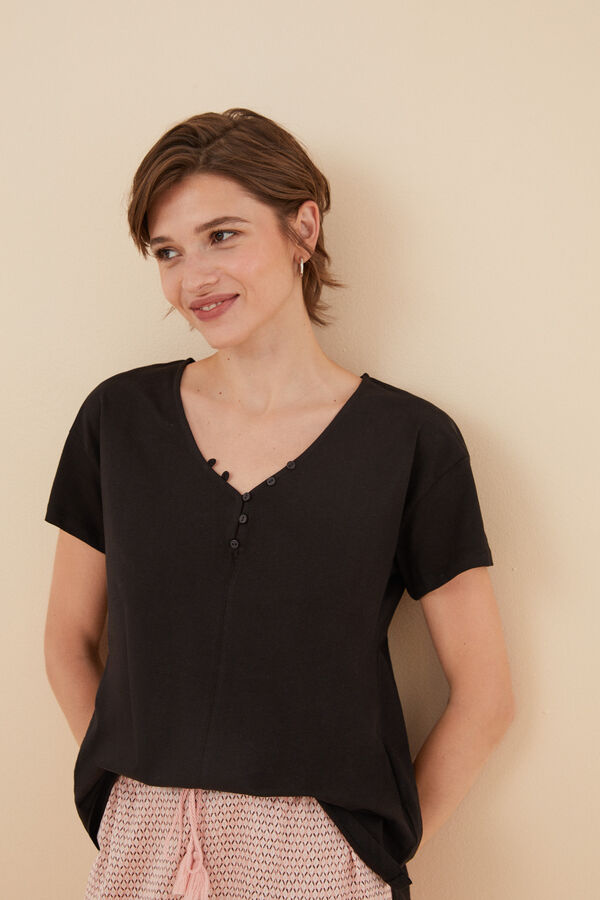 Women'secret T-shirt preta 100% algod&atilde;o preto