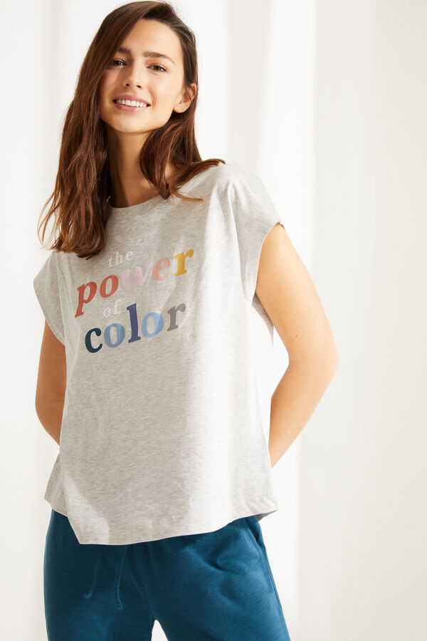 Womensecret T-shirt manga curta algodão cinzenta cinzento