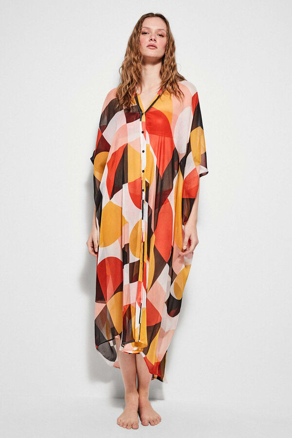 Gisela Caft&aacute;n largo estampado blanco