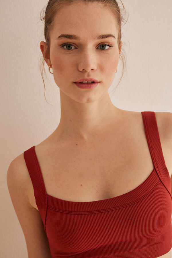 Women'secret Top seamless canal&eacute; rojo naranja