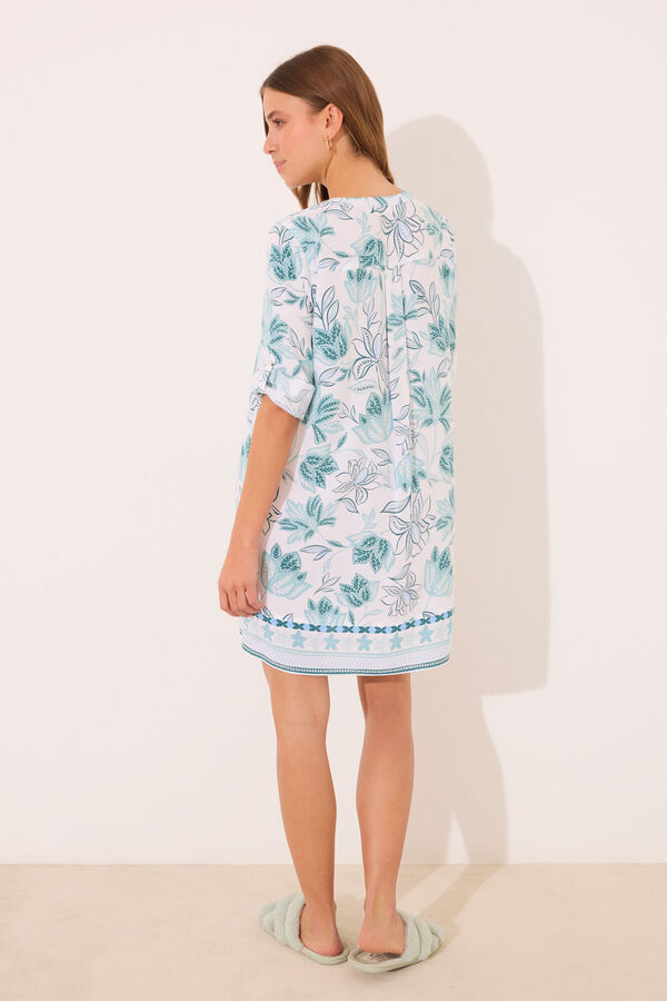 Women'secret Camisola viscosa flores verdes blanco