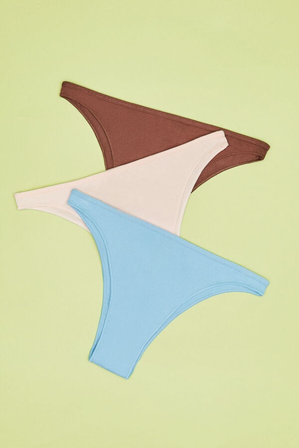 HI&BYE Pack 3 cuequinhas brasileiras algod&atilde;o rosa, azul e castanho azul