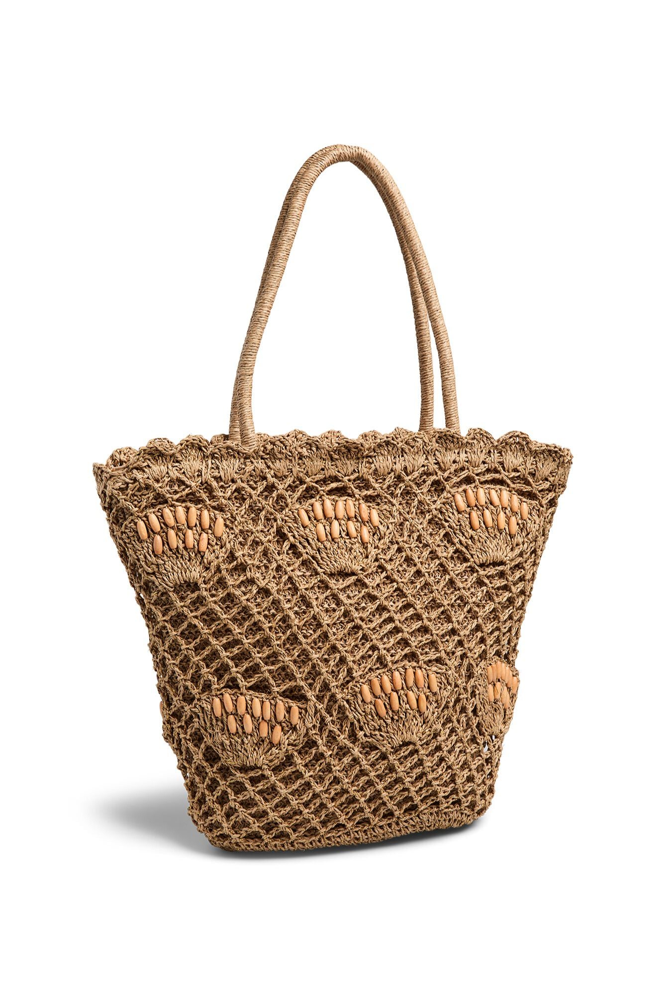 Pieces Mala shopper em r&aacute;fia com fecho-&eacute;clair