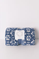 Women'secret Manta de polar sherpa com estampa floral azul  azul