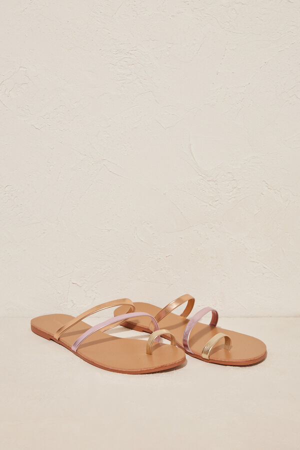 Women'secret Sand&aacute;lias planas brilho cinzento