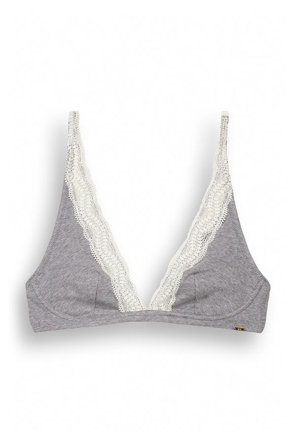 Women'secret FANTASTIC Sujetador triangular halter algod&oacute;n gris gris