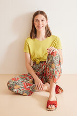 Women'secret Cal&ccedil;a comprida fluente tropical Snoopy estampado