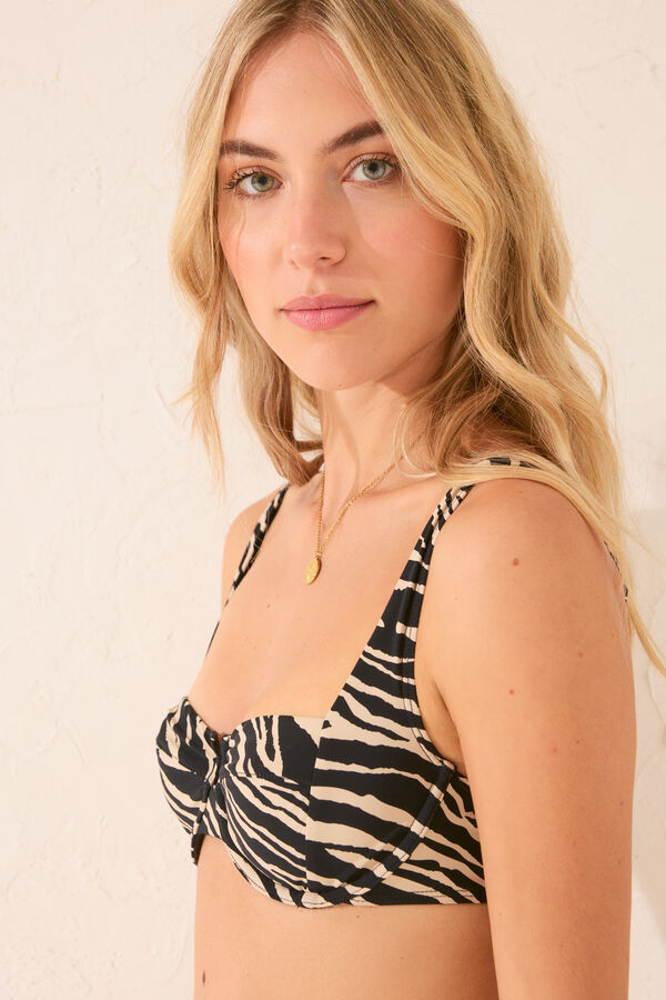 Women'secret Top bikini balconette animal print negro