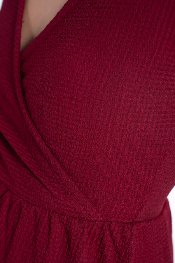 Ohma! Vestido de lactancia con escote cruzado burdeos