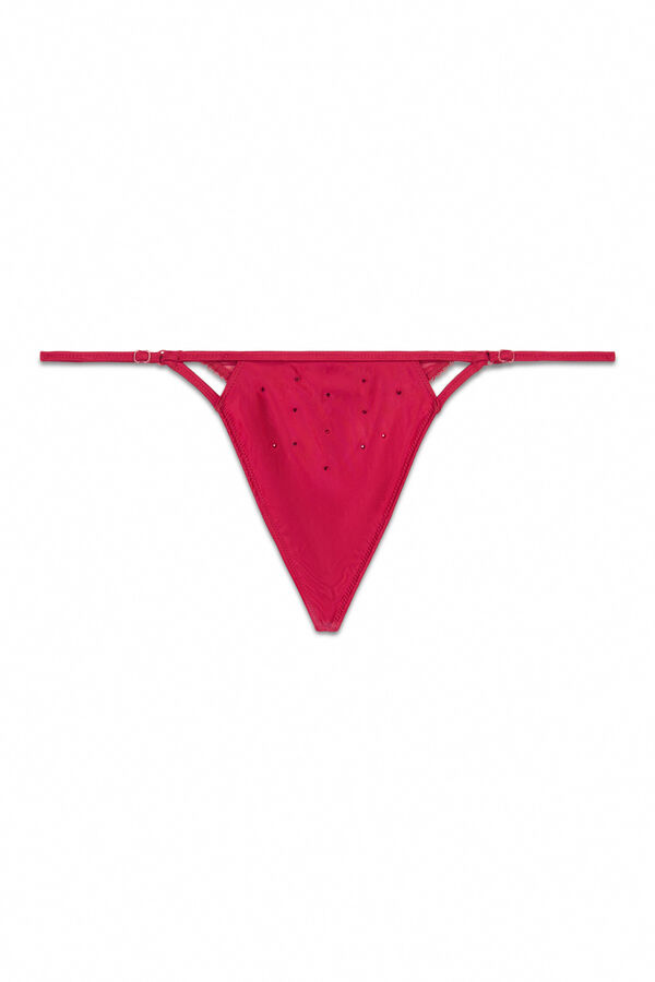 Women'secret Tanga tira microfibra acetinada vermelho brilho vermelho