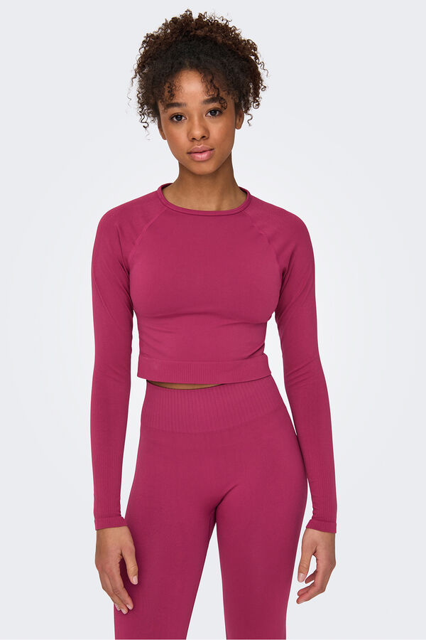 Only Play Crop top deportivo manga larga morado/lila