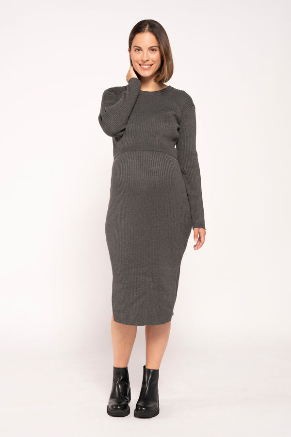 Ohma! Vestido Lactancia De Punto gris