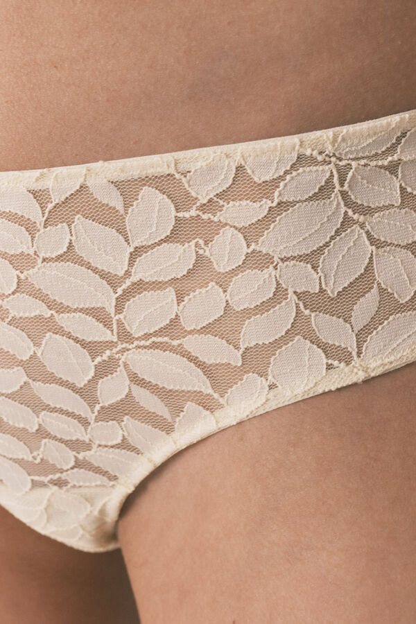 Women'secret Cuecas brasileiras largas em renda bege cru