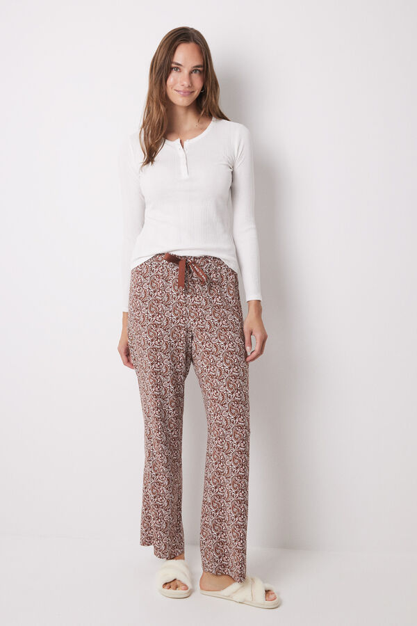 Women'secret Camiseta manga larga canal&eacute; marfil marfil