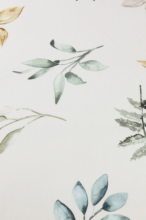 Textura Funda almohada algod&oacute;n hojas en rama verde