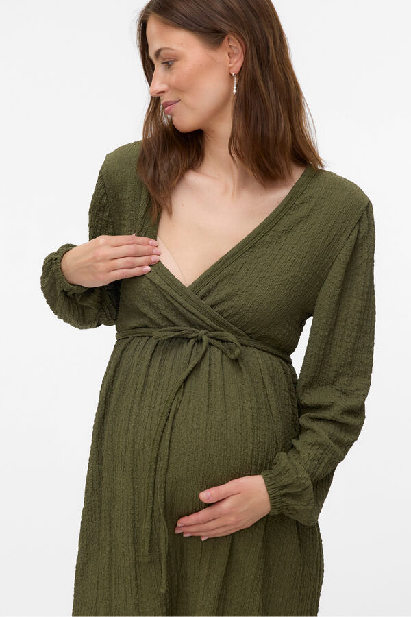 Mamalicious Vestido de maternity e amamenta&ccedil;&atilde;o de manga curta verde