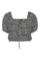 Pieces Topo de flor preto