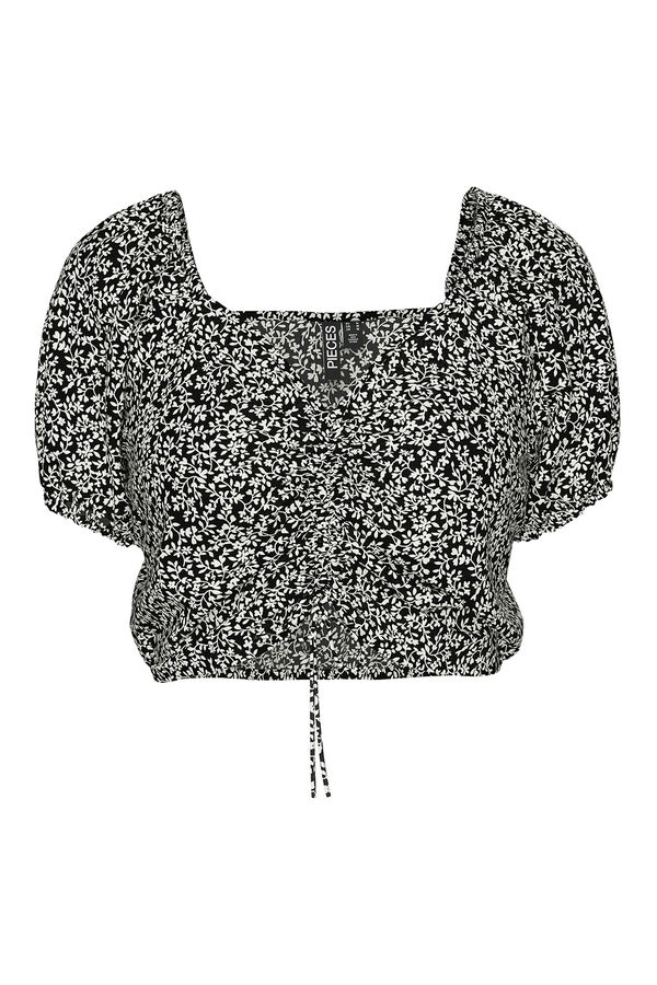 Pieces Topo de flor preto