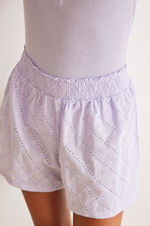 Women'secret Pijama corto bordado suizo lila morado/lila