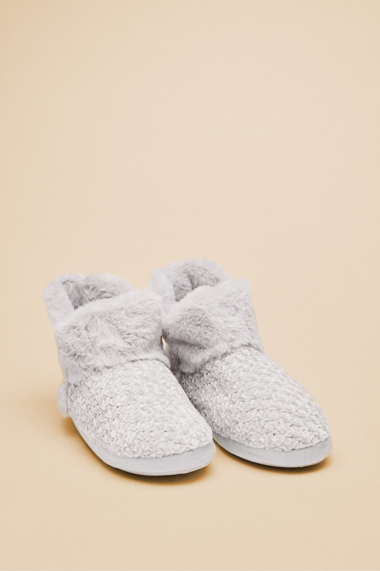 Women'secret Zapatillas casa bota pelo gris