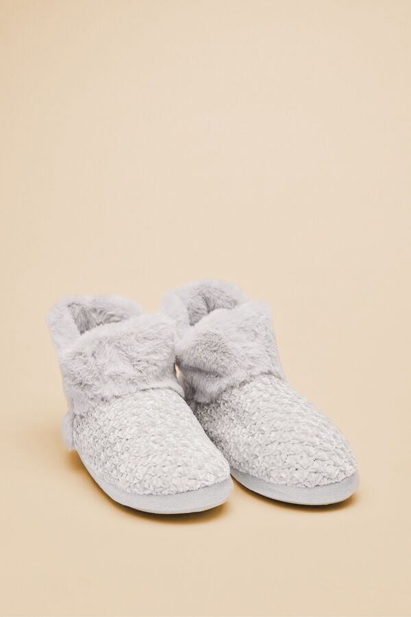 Women'secret Zapatillas casa bota pelo gris gris