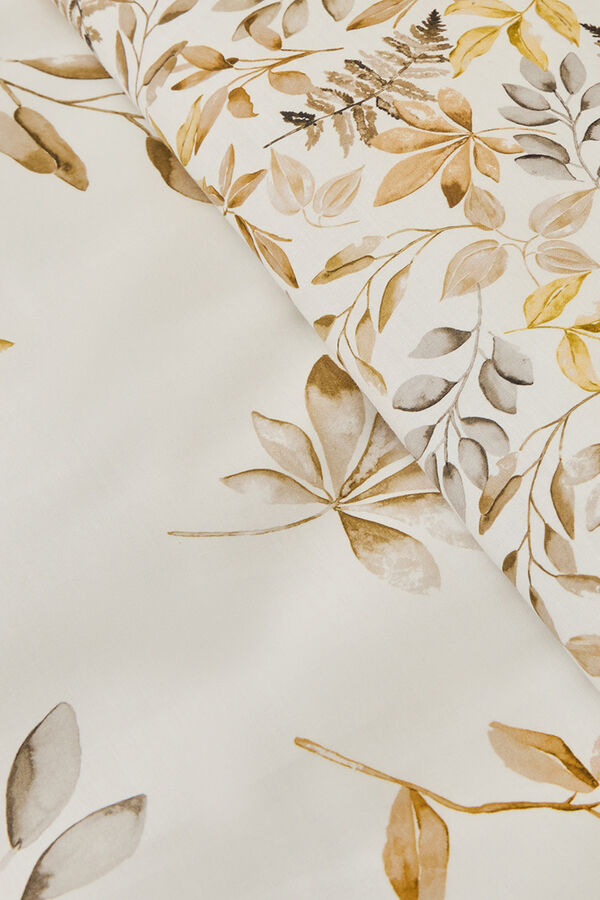 Textura Capa de edredom de algod&atilde;o com folhas em um galho cru