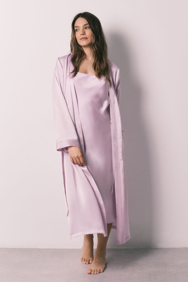 Women'secret Robe midi em cetim lil&aacute;s rosa