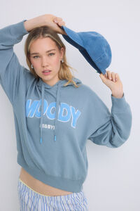 HI&BYE Sweatshirt de capuz de algod&atilde;o cinza