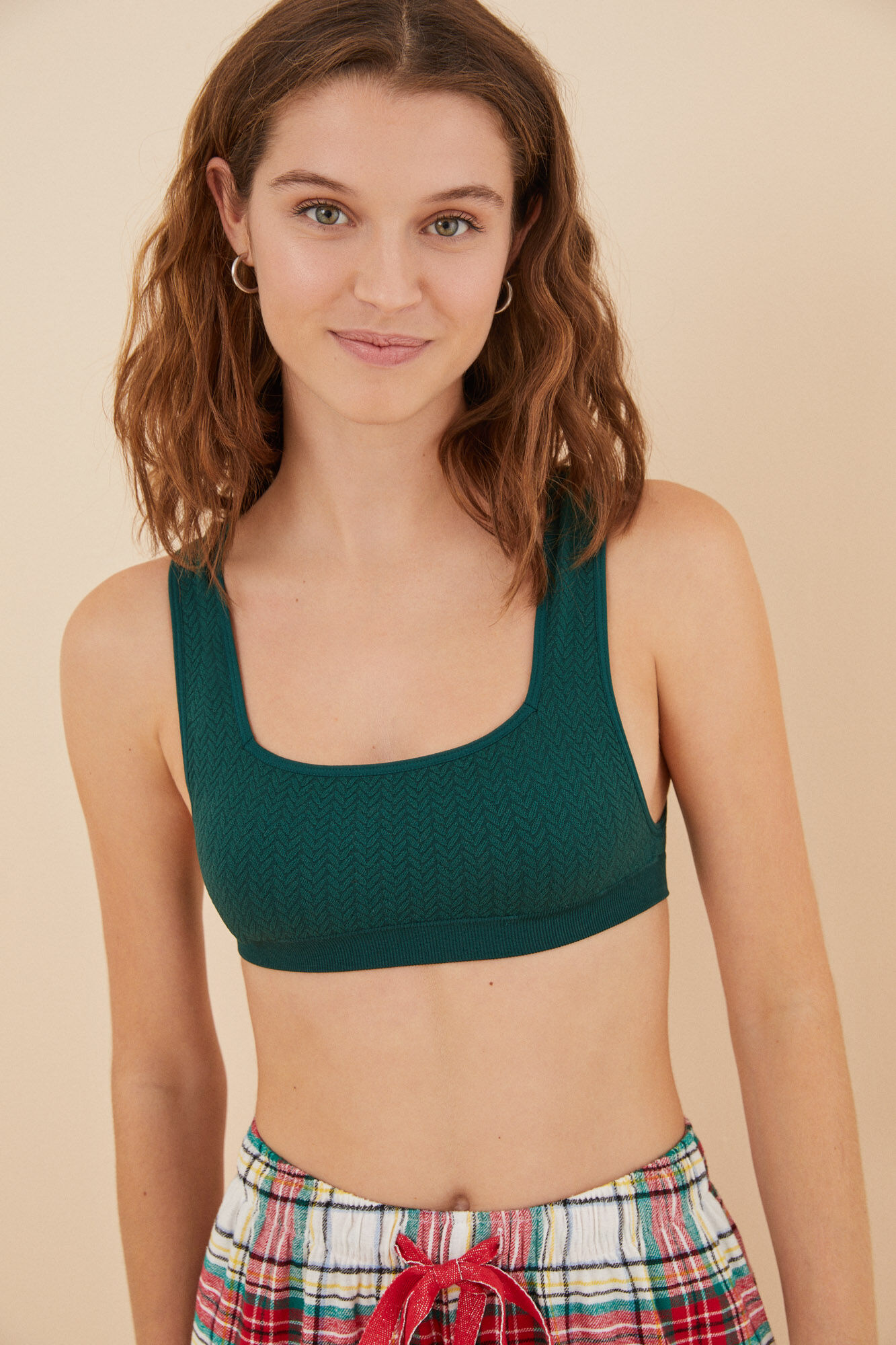 Women'secret Top seamless textura verde