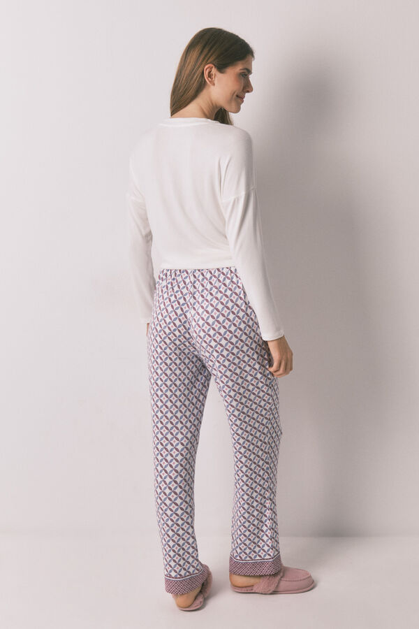 Women'secret Pantal&oacute;n largo ancho punto suave azul estampado