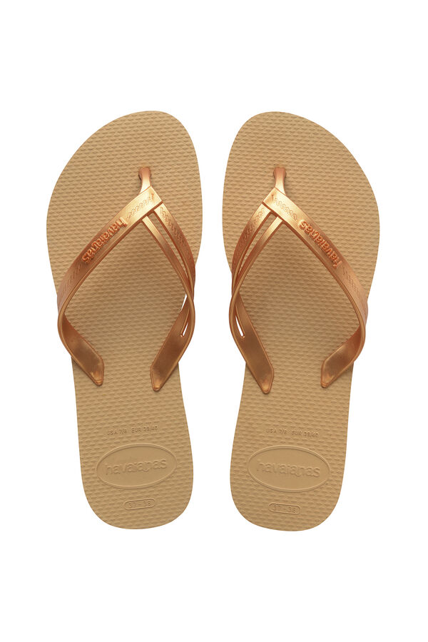 Havaianas Chinelos Hav. Eleg&acirc;ncia Ouro/Mostarda estampado