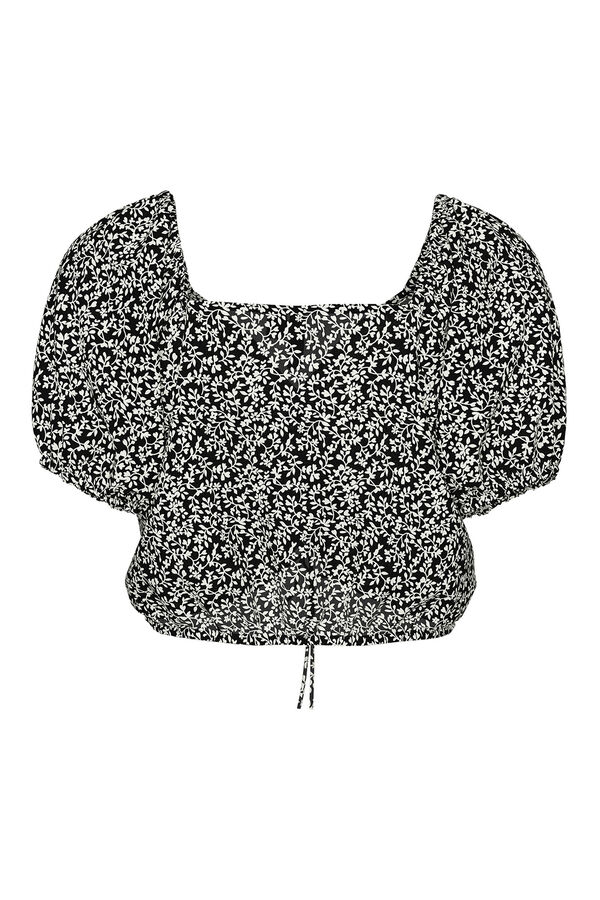 Pieces Topo de flor preto