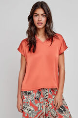 Gisela Top de pijama de cetim laranja vermelho