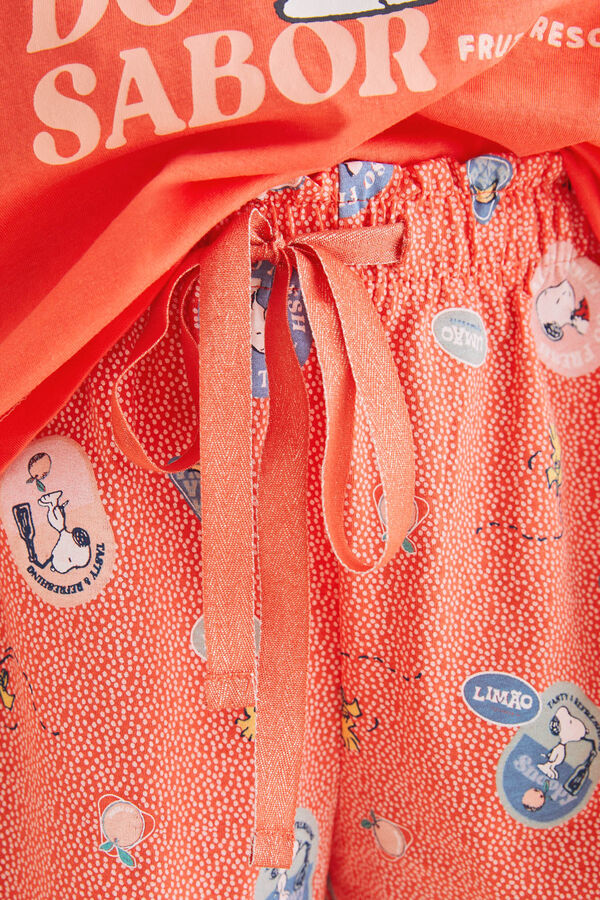 Womensecret Pijama corto tirantes 100% algodón Snoopy coral coral