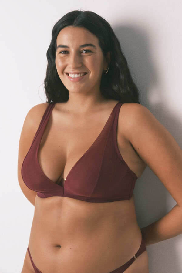 Women'secret Sujetador halter tul vino cierre especial  burdeos
