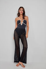Gisela Pantal&oacute;n largo crochet negro negro