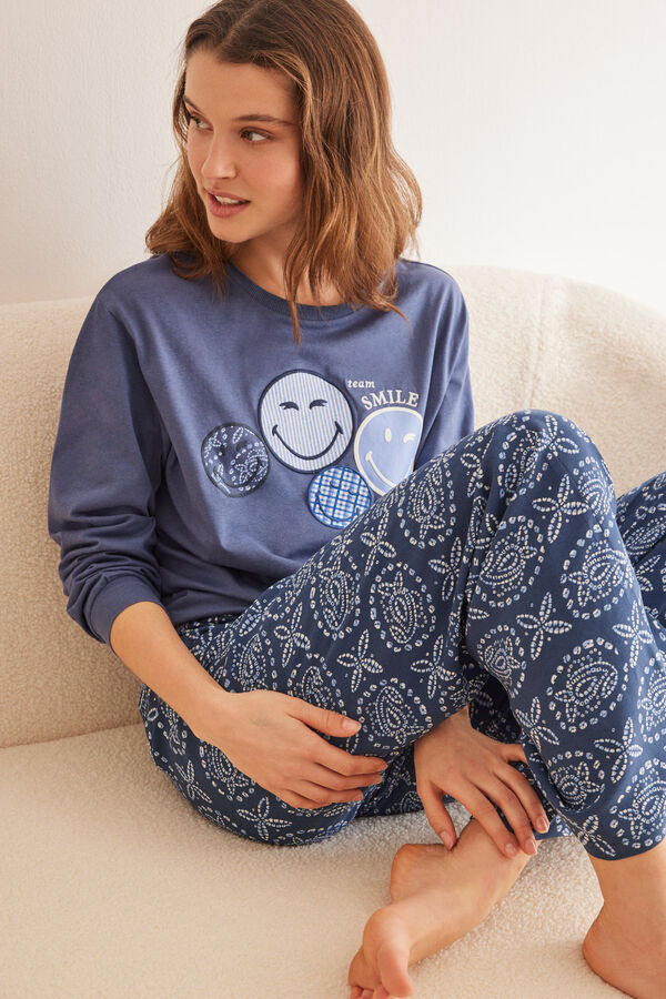 Women'secret Sweatshirt 100% algod&atilde;o azul SmileyWorld &reg; azul