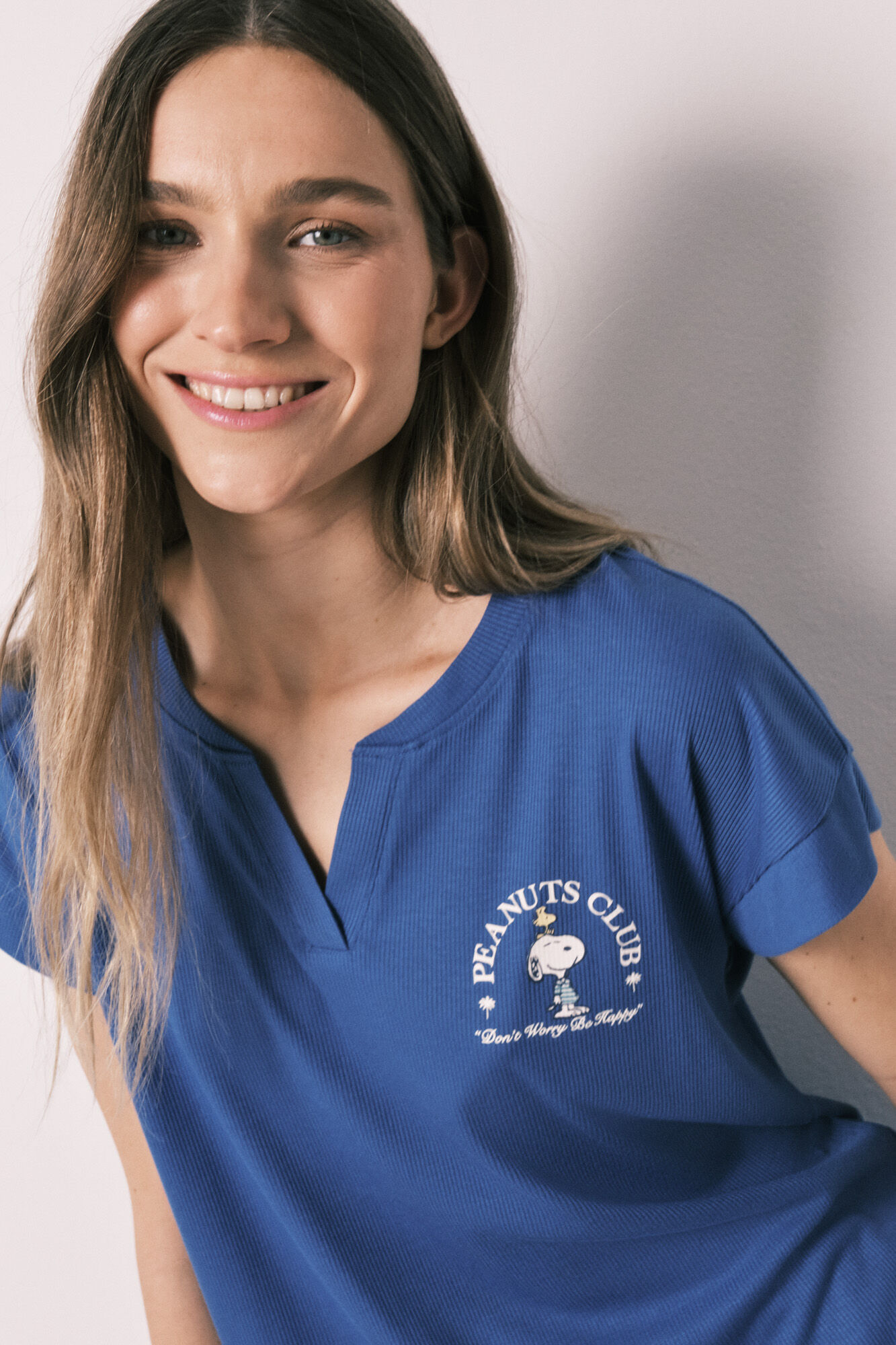 Women'secret Pijama curto Snoopy azul