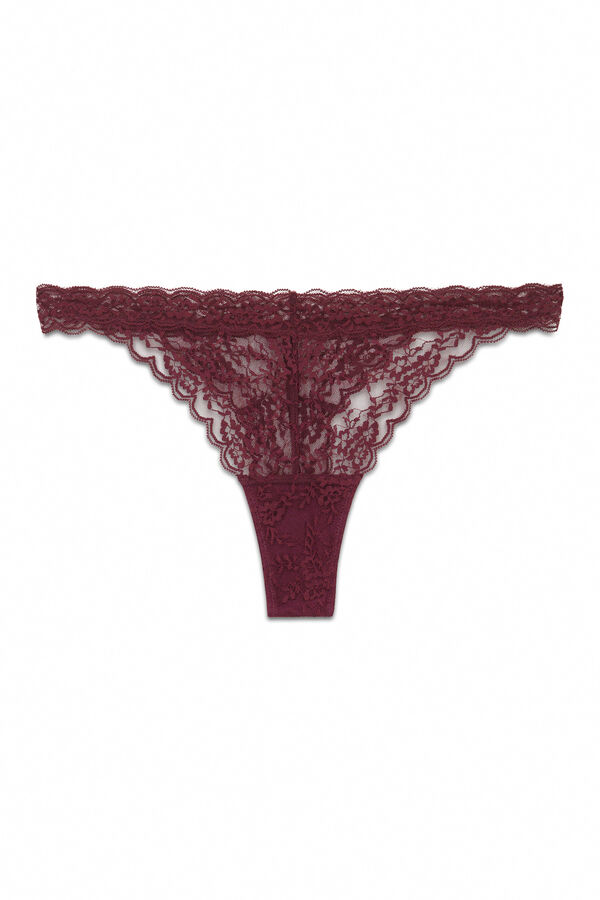 Women'secret Tanga tira encaje burdeos burdeos