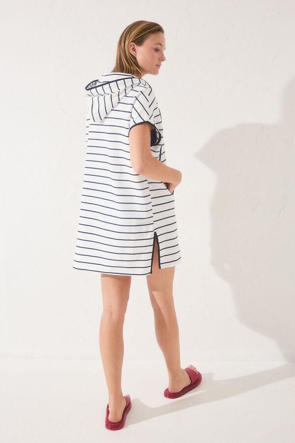 Women'secret Vestido felpa rayas navy azul