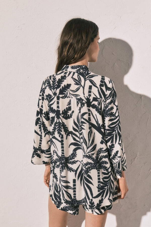 Women'secret Conjunto de camisa e cal&ccedil;&otilde;es estampados preto