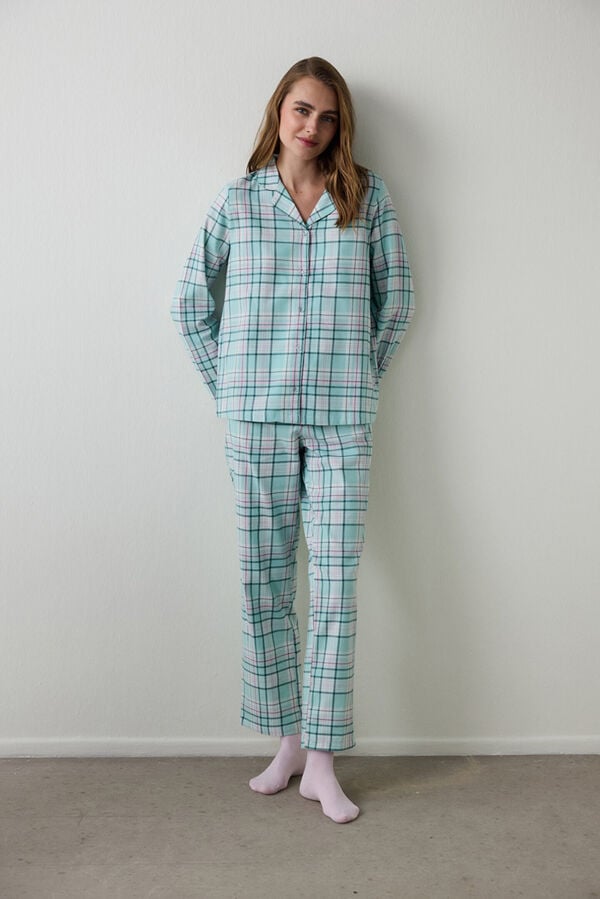 Penti Conjunto de camisa y pantal&oacute;n Ellie Checked Ls verde