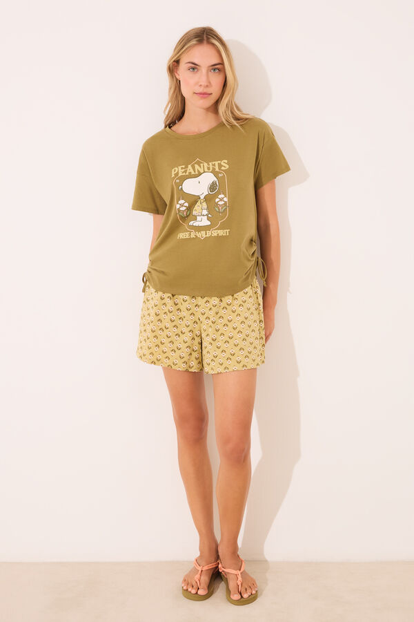 Women'secret Pijama corto Snoopy caqui  kaki