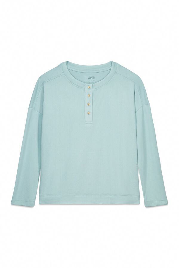 Women'secret Camiseta manga larga punto ante azul verde