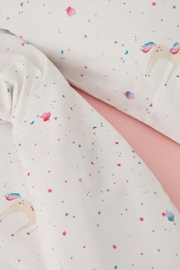 Textura Funda n&oacute;rdica algod&oacute;n unicornios blanco