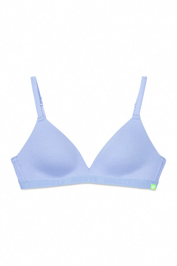 HI&BYE Sutiã triangular de algodão azul com copas removíveis azul