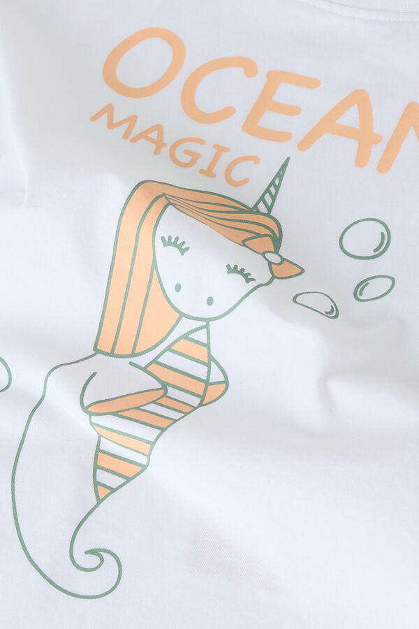 Name it T-shirt de manga curta estampada para menina branco
